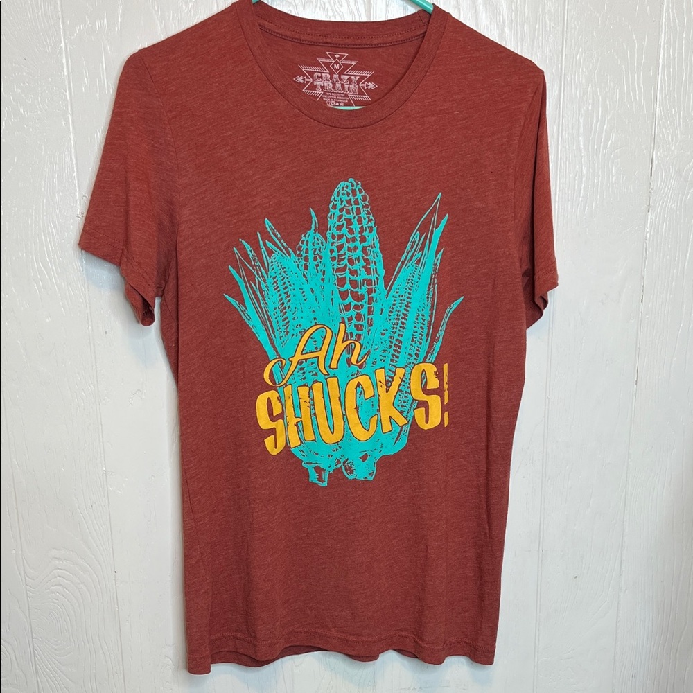 Crazy Train Ah Shucks! Graphic Tee with Corn Design M